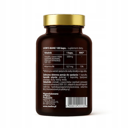 Lion's Mane 500mg Soplówka Jeżowata 100kaps.