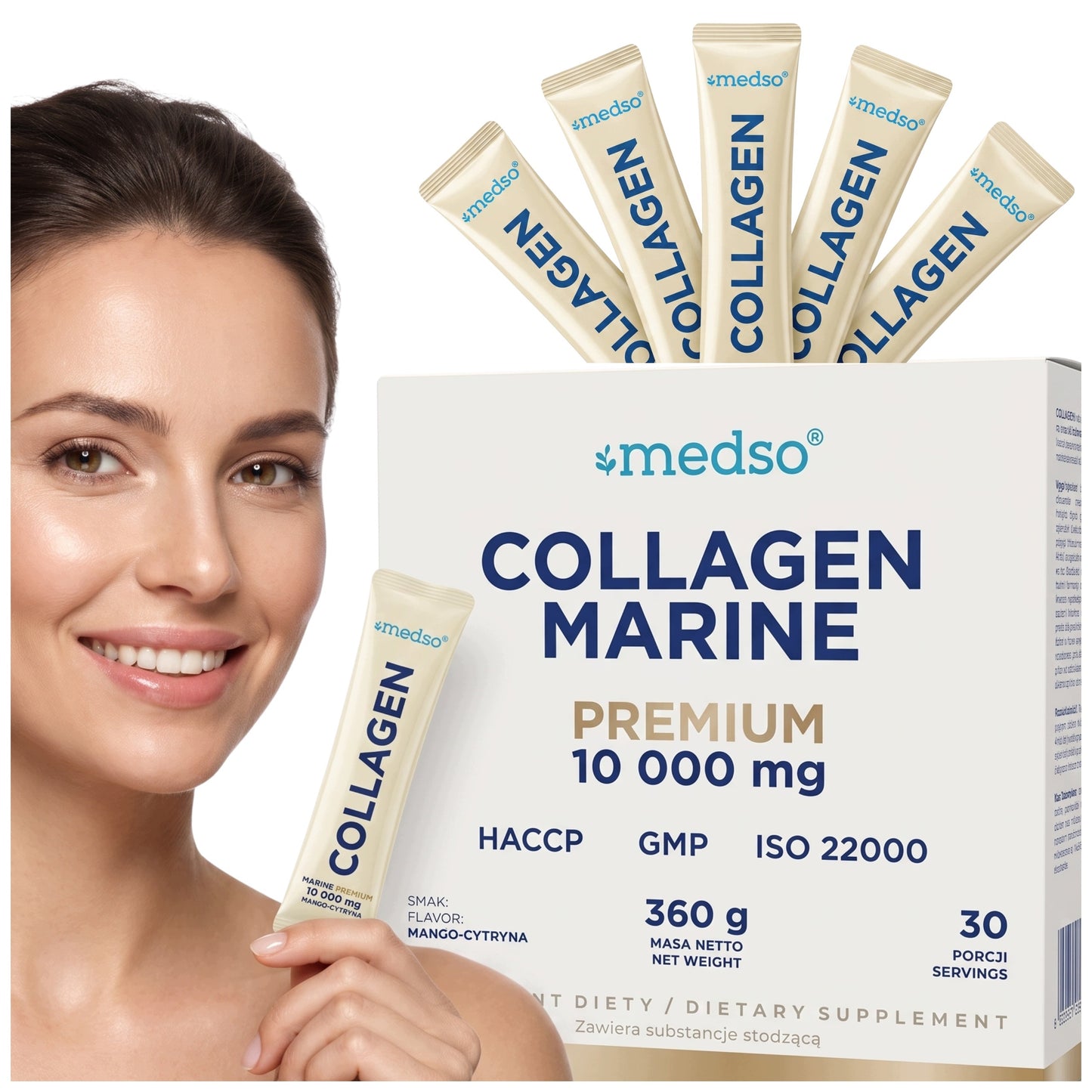 Kolagen Rybi Morski Premium 10 000mg mango-cytryna Saszetki 30szt.