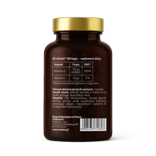 D3+K2mk7 100kaps. Medso® suplement diety