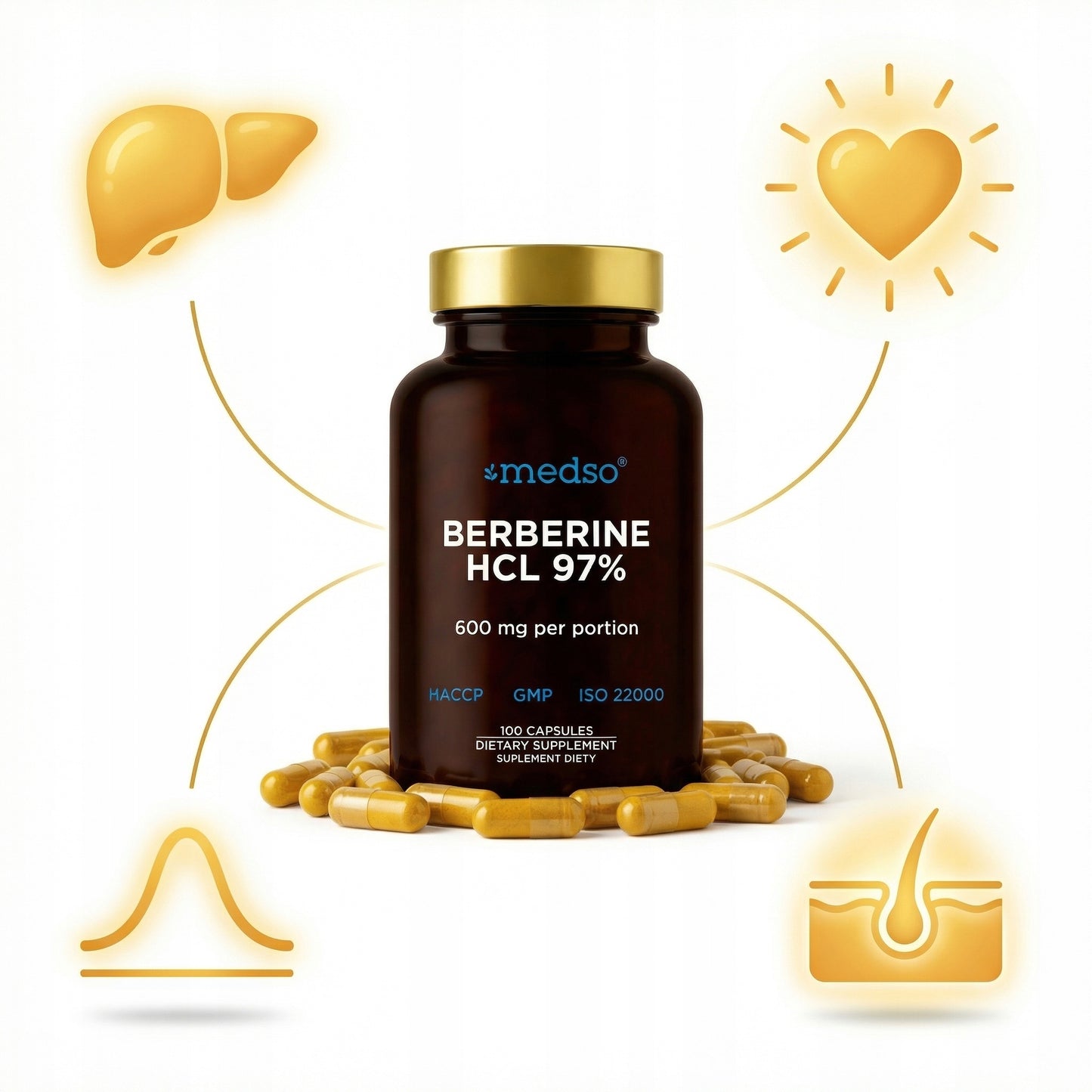 Berberine HCL 97% Berberyna 100kaps.