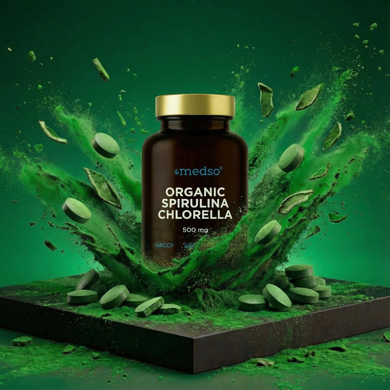 Organic Spirulina Chlorella 500mg 120tabs.
