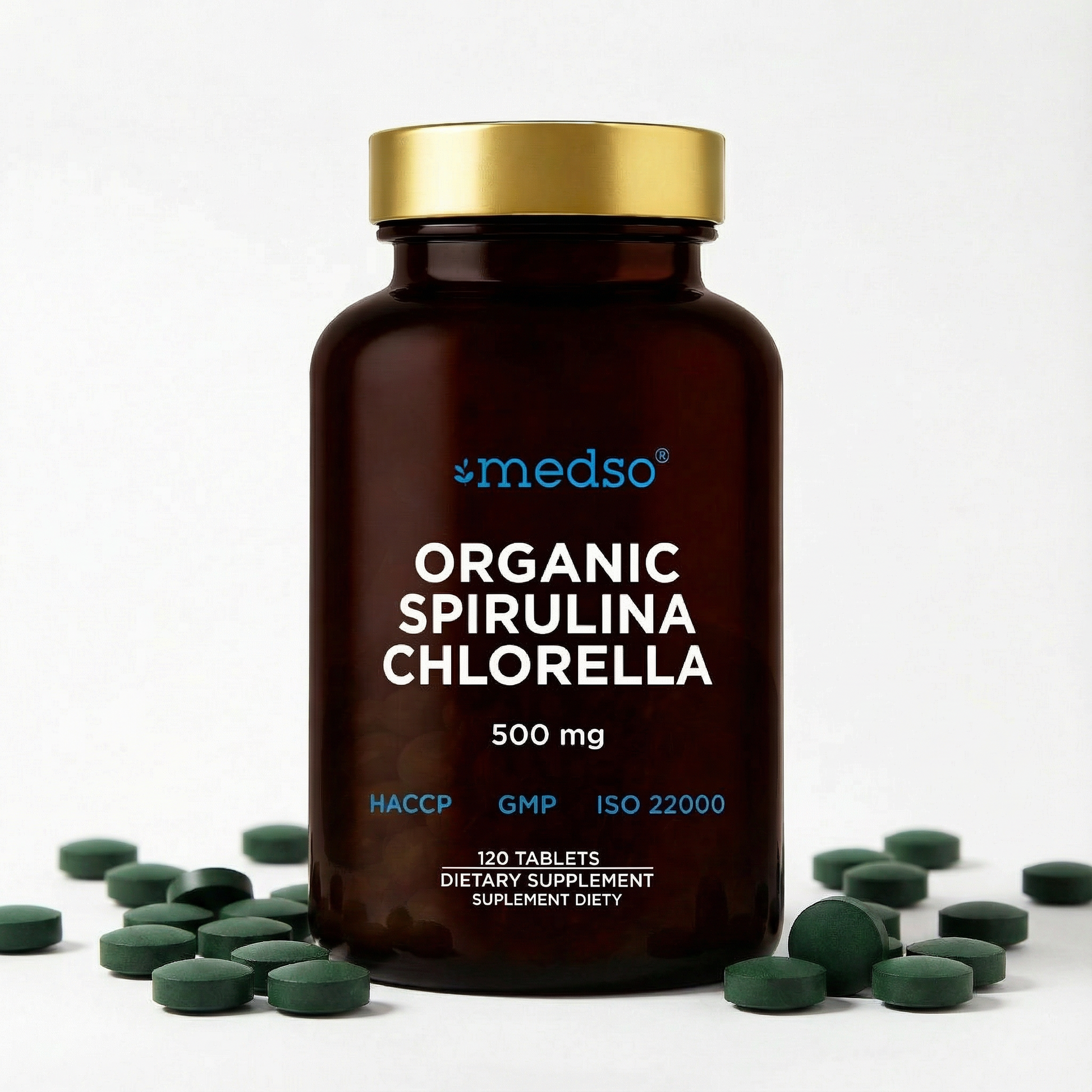 Organic Spirulina Chlorella 500mg 120tabs.
